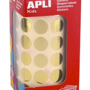 apli gomets redondos oro metalizado Ø 15mm 2832 gomets por rollo adhesivo permanente ideal para escuelas y talleres infantiles