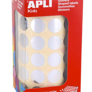 apli gomets redondos plata metalizado Ø 15mm 59 hojas pretroqueladas 2832 gomets por rollo desarrolla psicomotricidad fina