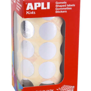 apli gomets redondos plata metalizado Ø 20mm 59 hojas pretroqueladas 1770 gomets por rollo ideal para escuelas y talleres infantiles cumple normas en 71 y fsc