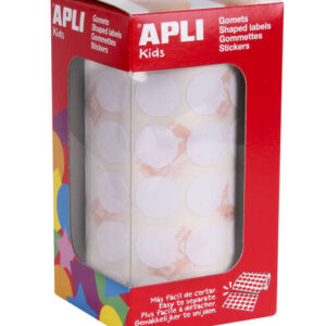 apli gomets redondos blancos Ø 15mm 59 hojas pretroqueladas 2832 gomets por rollo adhesivo base agua normas en 71 y fsc