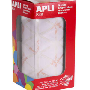 apli rollo con 2.832 gomets triangulares 20x20x20mm adhesivo permanente normas en 71 y fsc adhesivo base agua libre de disolventes color blanco