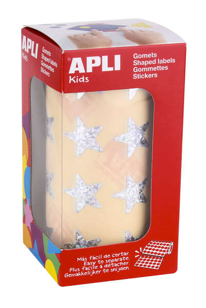 apli gomets estrella holograficos 19.5mm 1416 unidades por rollo ideal para actividades infantiles cumple normas de calidad y seguridad