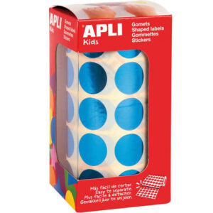 apli gomets redondos azul metalizado Ø 20mm 59 hojas pretroqueladas 1770 gomets por rollo ideal para escuelas y talleres infantiles cumple normas en 71 y fsc