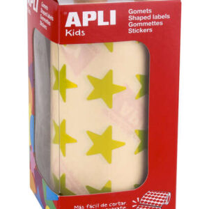 apli gomets estrella amarillo metalizado tamaño 19.5mm 1416 gomets por rollo adhesivo base agua normas en 71 y fsc