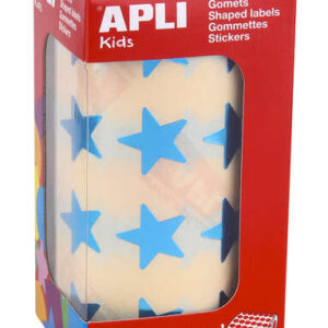 apli gomets estrella azul metalizado tamaño 19.5mm adhesivo permanente 1416 gomets por rollo ideal para actividades creativas con niños