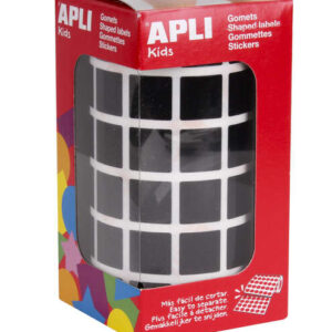 apli gomets cuadrados negros 15 x 15mm 59 hojas pretroqueladas 2832 gomets por rollo ideal para escuelas y talleres infantiles normas en 71 y fsc adhesivo base agua materiales 100% reciclables