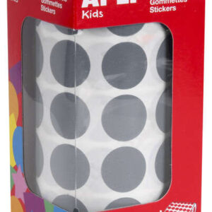 apli pack de 1770 gomets redondos Ø 20mm 59 hojas pretroqueladas adhesivo permanente ideal para escuelas infantiles y colegios color gris