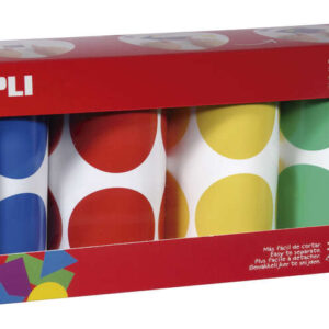 apli pack de 4 rollos de gomets redondos Ø 45mm 354 gomets por rollo adhesivo permanente 1416 gomets en total ideales para escuelas infantiles colores azul, rojo, amarillo y verde