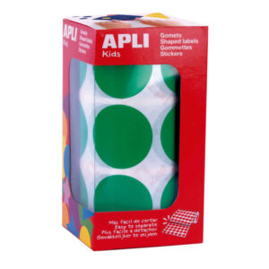 apli pack de 708 gomets redondos Ø 33mm 59 hojas pretroqueladas adhesivo permanente ideal para escuelas infantiles y colegios color verde