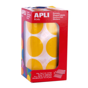 apli pack de 708 gomets redondos Ø 33mm 59 hojas pretroqueladas adhesivo permanente ideal para escuelas infantiles y colegios color amarillo