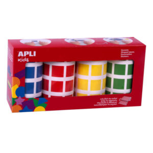 apli gomets cuadrados adhesivo permanente tamaño 20 x 20mm pack de 4 rollos en colores surtidos 7080 gomets por pack