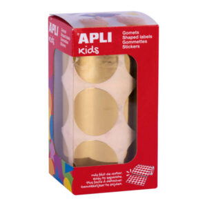 apli gomets redondos oro metalizado Ø33mm 59 hojas pretroqueladas 708 gomets por rollo cumplen normas en 71 y fsc adhesivo base agua libre de disolventes papeles ecf materiales 100% reciclables