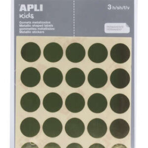 apli pack de 90 gomets redondos Ø 20mm adhesivo permanente ideal para escuelas infantiles y colegios color oro