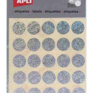 apli gomets redondos holograficos Ø 20mm adhesivo permanente 90 gomets en 3 hojas desarrollo de habilidades y creatividad normas de calidad y seguridad reciclables