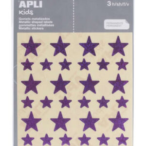 apli gomets estrella holograficos tamaño 12.5mm y 19.5mm adhesivo permanente 120 unidades por bolsa desarrollo de habilidades y creatividad color lila