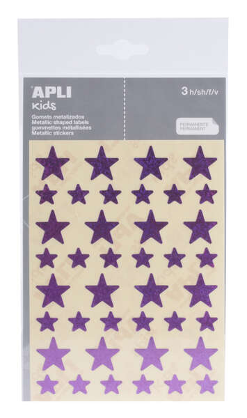 apli gomets estrella holograficos tamaño 12.5mm y 19.5mm adhesivo permanente 120 unidades por bolsa desarrollo de habilidades y creatividad color lila