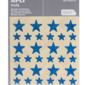 apli gomets estrella holograficos tamaño 12.5mm y 19.5mm adhesivo permanente 120 gomets por bolsa desarrollo de habilidades y creatividad color azul