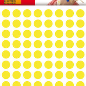 apli pack de 528 gomets redondos Ø 10.5mm adhesivo permanente ideal para escuelas infantiles y colegios color amarillo