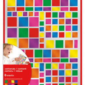 apli pack de 732 gomets cuadrados adhesivo removible acabado metalizado ideales para escuelas infantiles desarrollo de habilidades y creatividad colores y tamaños surtidos