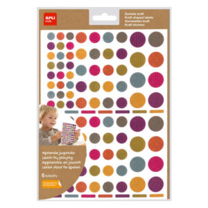 apli gomets redondos adhesivo permanente Ø 10mm, Ø 14mm y Ø 20mm 624 gomets por bolsa desarrollo de habilidades y creatividad colores colores