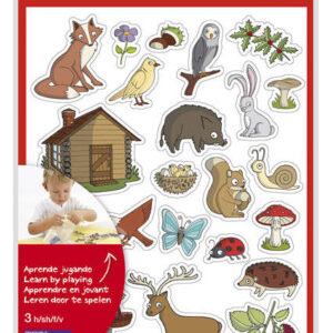apli bolsa de gomets tematicos el bosque 69 gomets en 3 hojas ilustraciones educativas de animales y objetos del bosque adhesivo removible adhesivo base agua libre de disolventes colorido