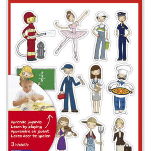 apli bolsa de gomets tematicos las profesiones 36 gomets en 3 hojas ilustraciones educativas adhesivo removible adhesivo base agua libre de disolventes color variado