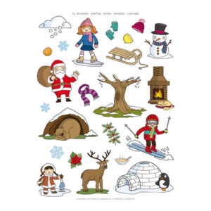 apli bolsa de gomets tematicos el invierno 69 gomets en 3 hojas adhesivo removible ilustraciones educativas adhesivo base agua libre de disolventes colorido invierno