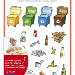 apli pack de 276 gomets con tematica el reciclaje adhesivo removible ilustraciones divertidas ideal para escuelas 100% reciclables