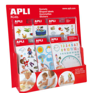 apli expositor gomets tematicos tamaño mostrador 60 bolsas incluidas temas variados colorido