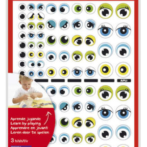 apli gomets tematicos con ojos 312 gomets identificacion de emociones y expresiones desarrollo de habilidades motoras adhesivo removible adhesivo base agua libre de disolventes color azul y verde