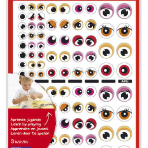 apli bolsa de 312 gomets tematicos con ojos adhesivo removible desarrolla habilidades motoras identifica emociones color rosa y naranja