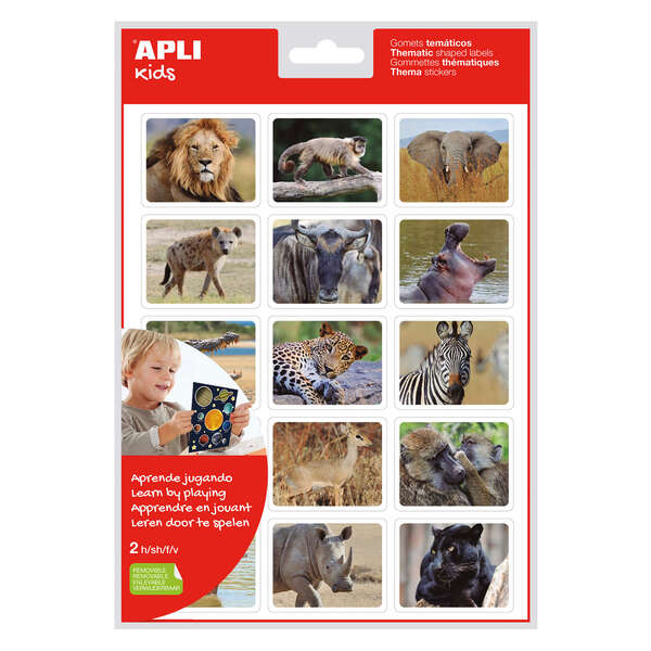 apli gomets realistas animales en su habitat 30 gomets tematicos rectangulares por bolsa imagenes realistas de animales salvajes adhesivo removible