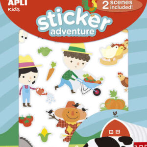 apli juego de pegatinas de papel granja 2 escenarios 45x20cm 42 gomets removibles formato reducido con cajita asa ideal para niños 3+ colorido