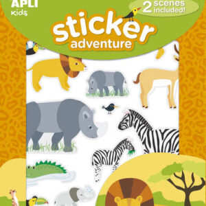 apli pack de 34 pegatinas con tematica animales de la sabana incluye 2 escenarios 45x20cm y 34 pegatinas ideal para crear historias y aventuras