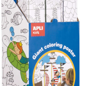 apli expositor de posteres gigantes para pintar tamaño 180x96.5 mm 6 rollos con 2 modelos: mundo marino y bosque magico ideal para jugar en grupo o en familia alto valor didactico color blanco y negro