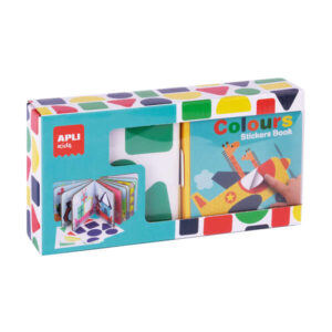 apli libro de pegatinas formas geometricas tamaño 100x100x40mm 10 paginas de carton rigido 3mm 4 hojas de gomets removibles alto valor didactico diseño infantil y colorido resistente y facil de manejar