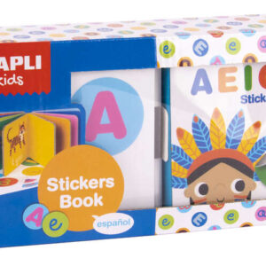 apli libro de pegatinas vocales educativo tamaño 100x100x40 10 paginas de carton rigido de 3mm 5 hojas de gomets removibles diseño infantil con ilustraciones coloridas y divertidas colorido
