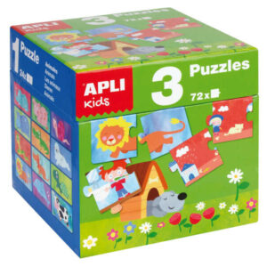 apli puzles educativos 24 piezas de 7x7cm desarrollo de habilidades y capacidades tematicas: animales, casa y estaciones ideal para niños de 3 años en adelante formato de cubo resistente y seguro