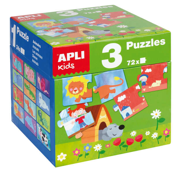 apli puzles educativos 24 piezas de 7x7cm desarrollo de habilidades y capacidades tematicas: animales, casa y estaciones ideal para niños de 3 años en adelante formato de cubo resistente y seguro