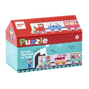 apli kids puzle trenes 20 piezas de diferentes tamaños diseño exclusivo infantil, colorido, claro y simple facil manejo carton de 2mm con acabado brillante e indiana en el dorso colorido