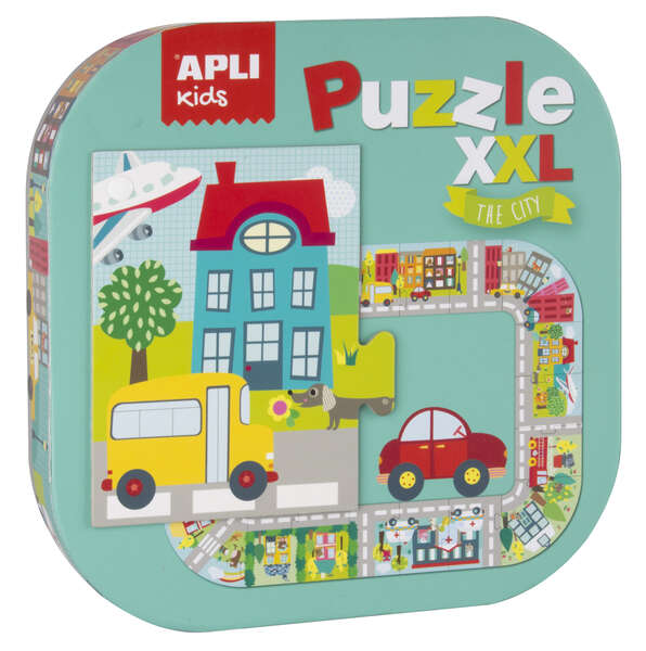 apli puzle xxl ciudad 20 piezas de 14.5cm circuito cerrado con ilustraciones doble diversion carton 2mm brillante desarrollo de habilidades regalo ideal para niños colorido