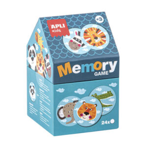 apli juego de memoria infantil 24 piezas Ø 8 cm dibujos de animales divertidos caja en forma de casita resistentes y seguras mejora la concentracion, memoria y habilidades matematicas autoestima y motivacion
