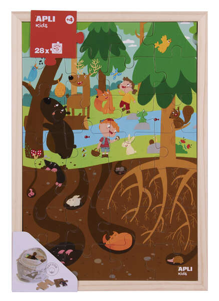 apli kids puzle de niveles el bosque 254x5x376 mm diseño infantil y colorido piezas resistentes y seguras mejora la concentracion y la percepcion espacial bolsa de algodon organico incluida