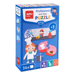 apli puzle profesiones y herramientas 36 piezas de 7x7 cm carton de 2mm con acabado brillante desarrolla habilidades y capacidades ideal para niños de 3 años colorido
