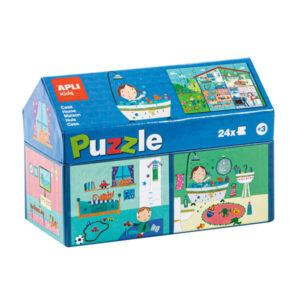 apli kids puzle casa interior 24 piezas de 7x7cm diseño exclusivo infantil, colorido, claro y simple piezas resistentes y seguras colorido