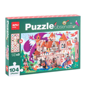 apli puzzle observacion castillo de 104 piezas de 5x5cm incluye poster y 3 fichas facil manejo desarrolla habilidades y autoestima recomendado para niños a partir de 5 años