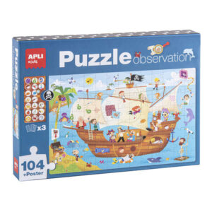 apli puzzle observacion barco pirata de 104 piezas de 5x5cm incluye poster y 3 fichas facil manejo desarrolla habilidades y autoestima recomendado para niños a partir de 5 años