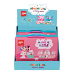 apli expositor activity books de 6 unidades 2 tematicas: el mundo magico y piratas 3 libros con hojas plastificadas y actividades variadas rotulador reutilizable ideal para actividades educativas color azul