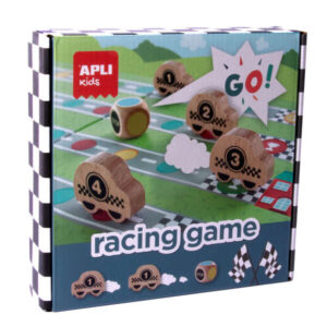 apli racing game juego de mesa tablero despegable 4 piezas de madera con forma de coche dado de colores enseña a respetar las reglas colorido