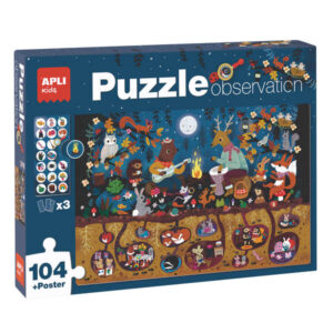 apli puzzle observacion bosque de 104 piezas de 5x5cm incluye poster y 3 fichas facil manejo desarrolla habilidades y autoestima recomendado para niños a partir de 5 años